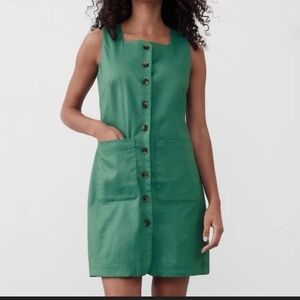 NWT Banana Republic Linen-Blend Square-Neck Mini Dress in green M